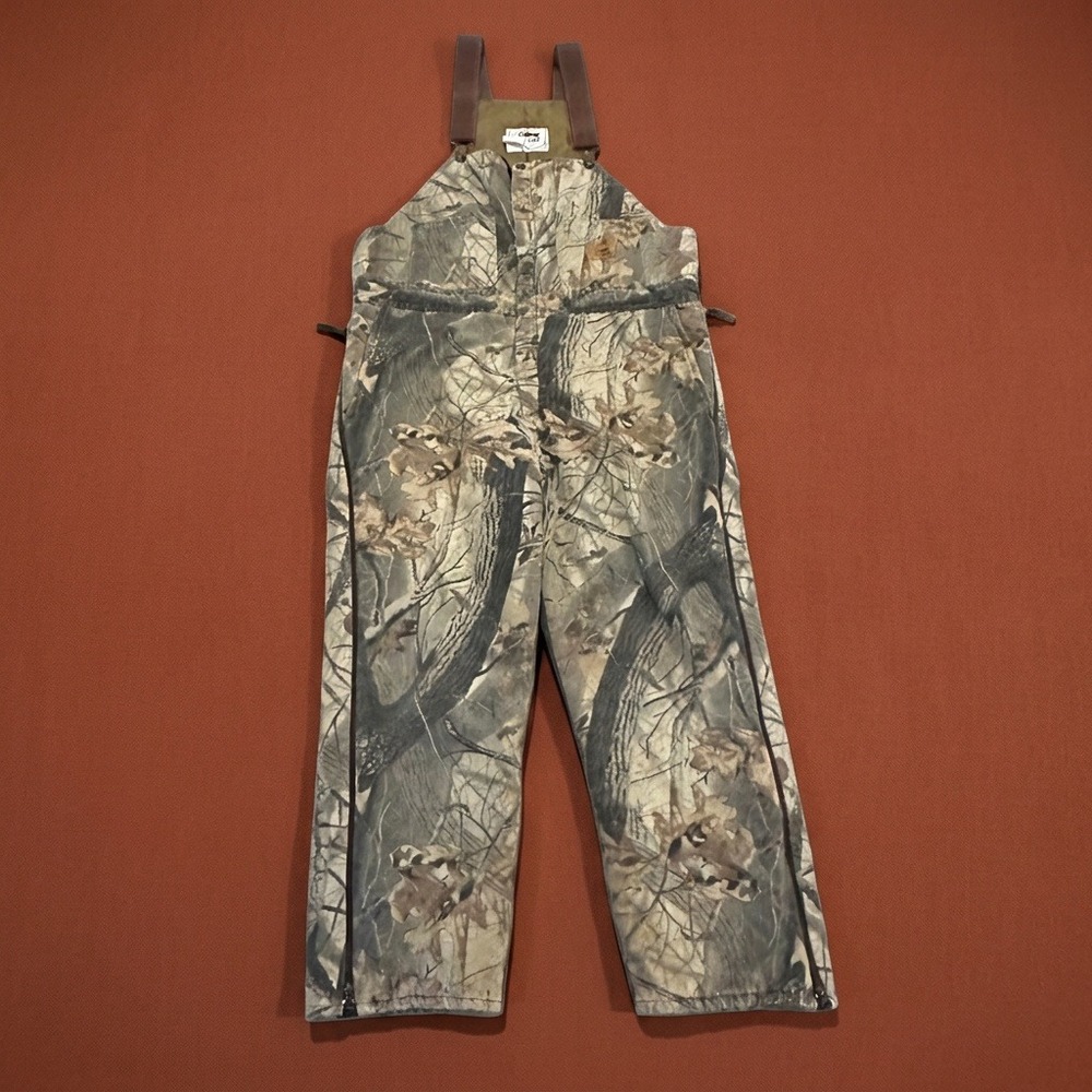 Vintage Duxbak Insulated Hunting Bib Overalls Men's Large Camo Lined